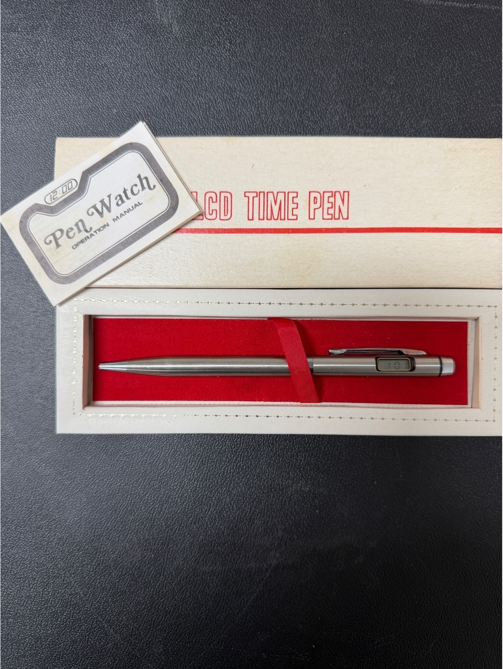 Vintage Pen Watch LCD Time Pen with Original Box and Manual